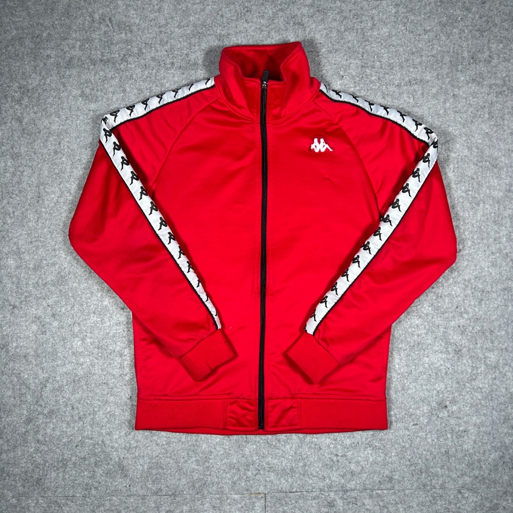 Kappa‎ Track Jacket Mens Small Red Banda Anniston Logo Tape Full Zip Streetwear